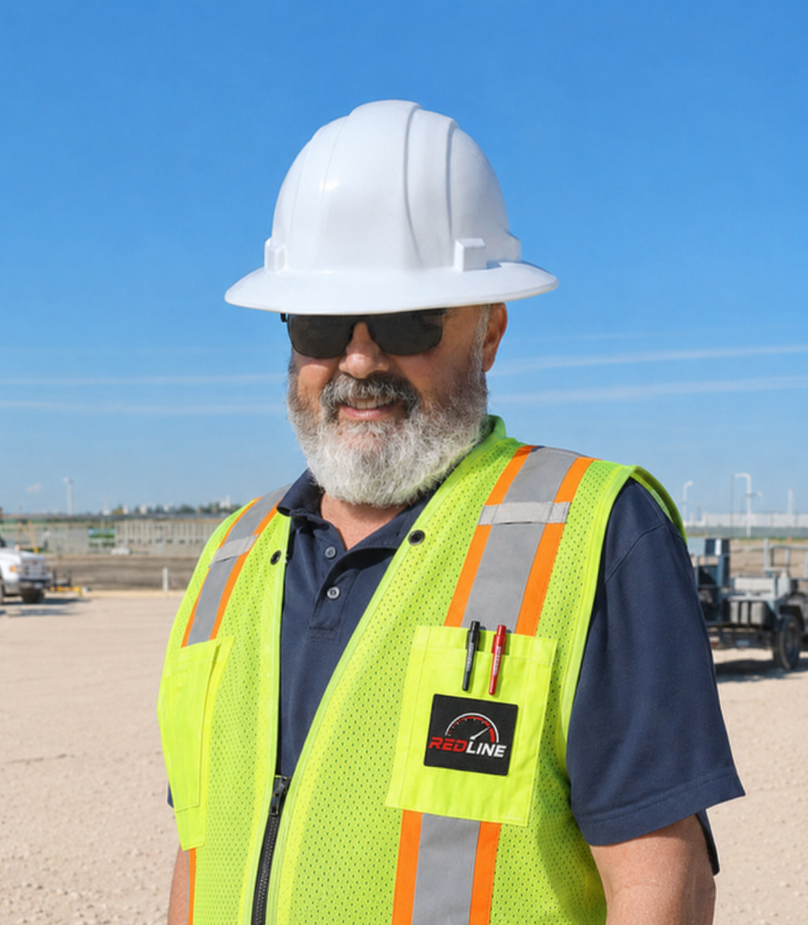 Robbie Brackett wearing safety gear at a jobsite